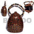 Natural Collectible Handcarved Laminated Acacia Wood Handbag /