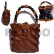 Natural Collectible Handcarved Laminated Acacia Wood Handbag /