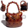 Natural Collectible Handcarved Laminated Acacia Wood Handbag /