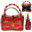 Natural Collectible Handcarved Laminated Acacia Wood Handbag /