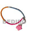 Natural Fuschia   Orange   Blue 2-3mm BFJ004AK Shell Necklace Anklets