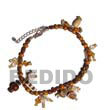 Natural Wood Beads With Dangling BFJ011AK Shell Necklace Anklets