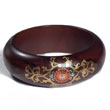 Natural Dark Walnut tone Wood Bangle with HandPaint Design