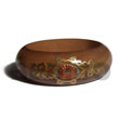 Natural Golden Oak tone wooden Bangle with embossed metallic