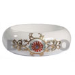 White Stained Wooden bangle with Embossed Metallic Hand