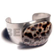 Natural Natural Hot Hippie 38mmx23mm Metal Cuff Bangle W/ 50mmx33mm Polished Oval Cowrie Tiger Shell Wooden Accessory Shell Products Shell Necklace