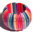 Natural Elastic Multicolored Natural White Wood Bangle