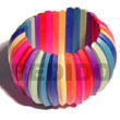 Natural Elastic Multicolored Natural White Wood Bangle