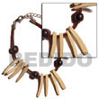Natural Bleached Coco Indian Stick & BFJ1007BR Shell Necklace Coco Bracelets