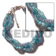 Natural 12 Rows Aqua Blue Twisted BFJ1038BR Shell Necklace Glass Beads Bracelets
