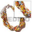 Natural 12 Rows Multicolored Twisted BFJ1042BR Shell Necklace Glass Beads Bracelets