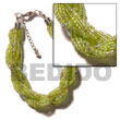 Natural 12 Rows Lime Green Twisted BFJ1044BR Shell Necklace Glass Beads Bracelets