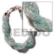 Natural 12 Rows Aqua Blue Twisted Glass Beads