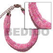 6 Rows Pink Multi Layered Glass Beads