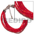 Natural 6 Rows Red Multi Layered BFJ1050BR Shell Necklace Glass Beads Bracelets