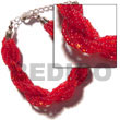 Natural 12 Rows Red Twisted Glass BFJ1051BR Shell Necklace Glass Beads Bracelets