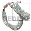 Natural 6 Rows Aqua Blue clear Multi BFJ1054BR Shell Necklace Glass Beads Bracelets