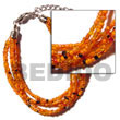 Natural 6 Rows Orange Multi Layered BFJ1057BR Shell Necklace Glass Beads Bracelets