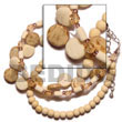Natural 3 Rows Sidedrill Coco BFJ484BR Shell Necklace Coco Bracelets
