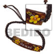 Natural Macramie Nat. Brown Coco Id Bracelet W/