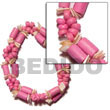 2 Rows Pink Wood Tube W/ Matching