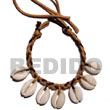 Natural Sigay Shells In Braided Wax BFJ5290BR Shell Necklace Macrame Bracelets