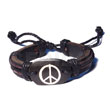 Surfer leather bracelet peace symbol