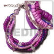 Natural 4 Rows Lavender 4-5 Coco BFJ529BR Shell Necklace Coco Bracelets