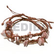 Natural Adjustable Hand Weaven Wax BFJ5359BR Shell Necklace Macrame Bracelets