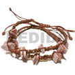 Natural Adjustable Natural Macrame Bracelets Pair Shell