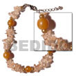 Natural Clear Stone Crystals In Brown BFJ703BR Shell Necklace Bone Bracelets