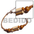 Natural Bamboo & Wood Beads Combi On BFJ791BR Shell Necklace Wooden Bracelets