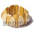 Natural Nangka And White Wood Elastic BFJ023BL Shell Necklace Wooden Bangles