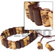 Natural Bamboo Natural   Brown Weave BFJ5060BR Shell Necklace Wooden Bracelets