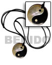 Natural 40mm Round Yin Yang Blacktab BFJ1405NK Shell Necklace Surfer Necklace