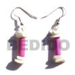 Natural Dangling Pink Wood Tube   BFJ269ER Shell Necklace Wooden Earrings