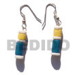 Natural Dangling Yello blue Wood BFJ289ER Shell Necklace Wooden Earrings