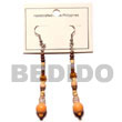 Orange Dangling Wood Beads W/ Acrylic Crystals/2-3
