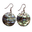 Natural 35mm Dangling Round Paua BFJ418ER Shell Necklace Shell Earrings