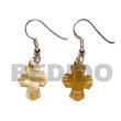 Dangling 17x14mm Brown Lip Cross Earrings