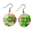 Natural Dangling 35mm Round Hammershell W/ Handpainted Flower