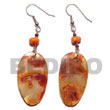 Natural Dangling 21x27mm Oval Orange BFJ5025ER Shell Necklace Shell Earrings