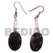 Natural Dangling 16x23mm Black Tab BFJ5028ER Shell Necklace Shell Earrings