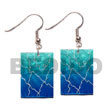 Natural 35mm X 25mm Rectangular Blue BFJ5079ER Shell Necklace Hand Painted Earrings