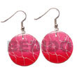 Natural 35mm Round Pink Capiz   BFJ5080ER Shell Necklace Hand Painted Earrings