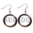 Natural Dangling 35mmx5mm Ring BFJ5342ER Shell Necklace Wooden Earrings