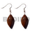 Natural Dangling 35mmx30mm Bayong Wood BFJ5344ER Shell Necklace Wooden Earrings