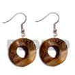 Natural Dangling 35mm Robles Wood Ring BFJ5372ER Shell Necklace Wooden Earrings