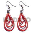 Natural Dangling Looped Red Cut Beads BFJ5466ER Shell Necklace Glass Beads Earrings