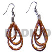 Natural Dangling Looped Brown Cut BFJ5467ER Shell Necklace Glass Beads Earrings